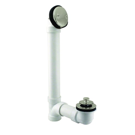 Westbrass Pull & Drain Sch. 40 PVC Bath Waste W/ Two-Hole Elbow in Satin Nickel D4972-07